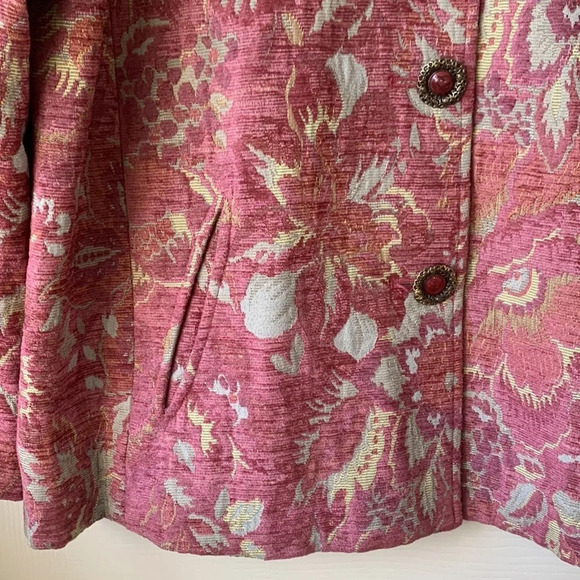 J.Jill Regency Jacquard Tapestry Floral Pink grandma playful jacket Medium - Picture 7 of 15